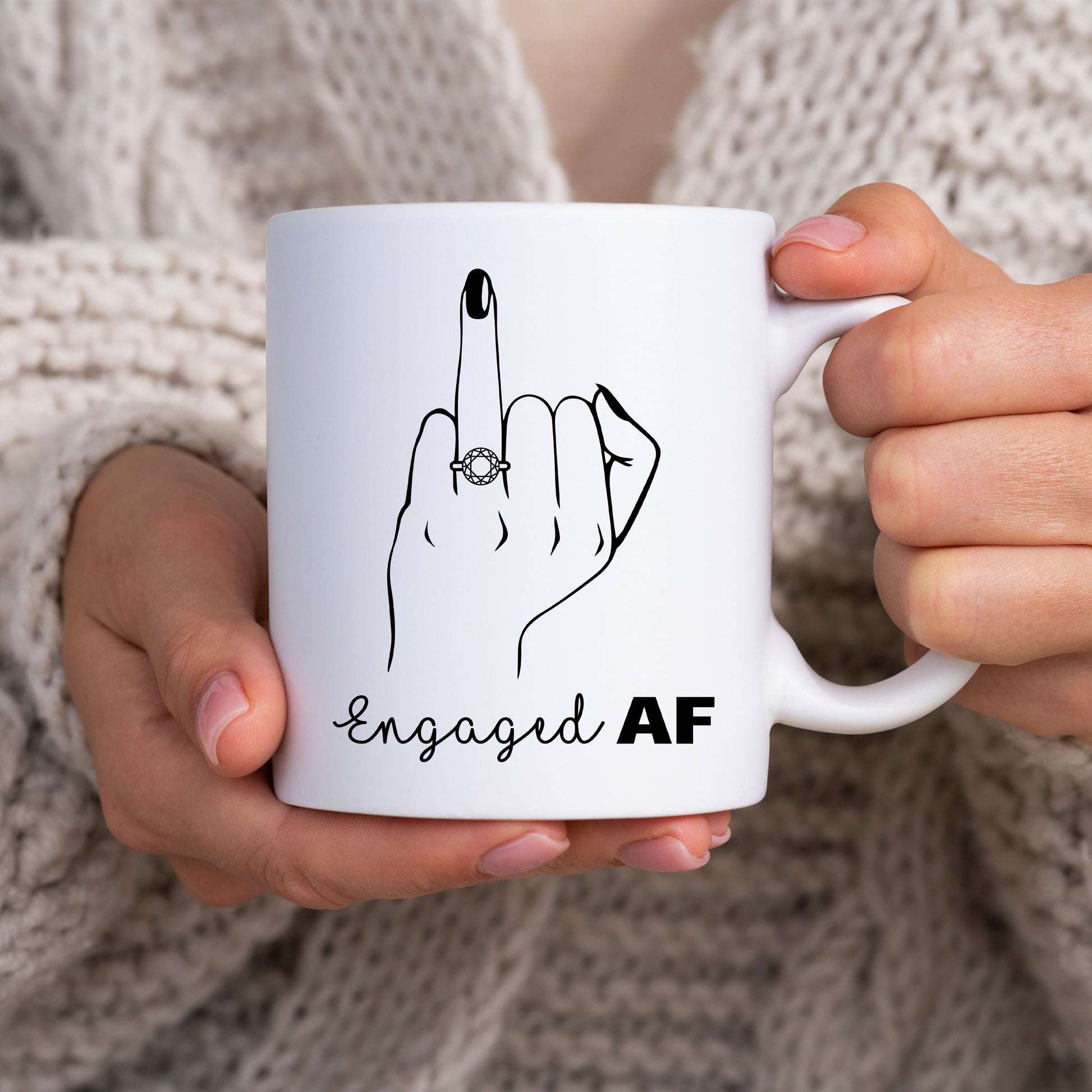 Engaged AF Mug | Ring Finger Mug | Custom Engagement Mug | Wedding Gifts | Gifts for Her | Bride Gifts