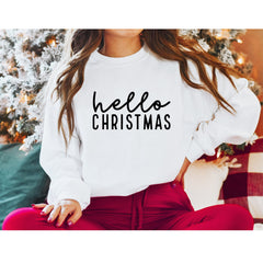 Hello Christmas Sweatshirt, Christmas Sweater, Merry Christmas Unisex Sweatshirt, Christmas Sweatshirt, Christmas Pajamas Unisex