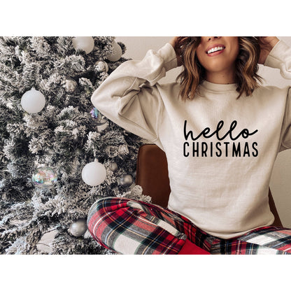 Hello Christmas Sweatshirt, Christmas Sweater, Merry Christmas Unisex Sweatshirt, Christmas Sweatshirt, Christmas Pajamas Unisex