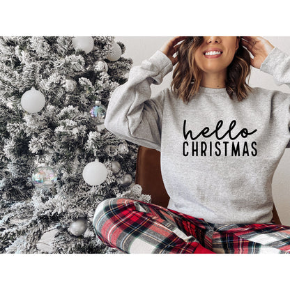 Hello Christmas Sweatshirt, Christmas Sweater, Merry Christmas Unisex Sweatshirt, Christmas Sweatshirt, Christmas Pajamas Unisex