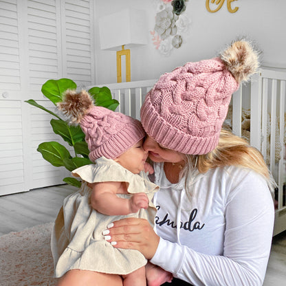 Mommy and Me Hats, Baby Pom Pom Hat, Matching Beanie Hats, Infant Winter Hat , Mommy and Me Outfit