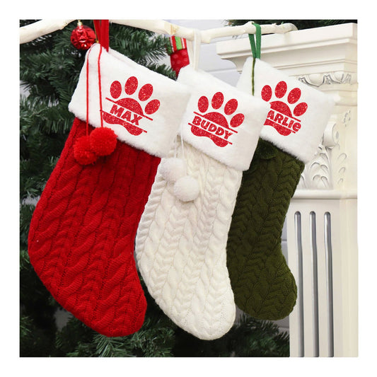 Custom Dog Christmas Stocking, AFTER CHRISTMAS SALE, Knit Dog Christmas Stocking, Custom Christmas Stockings, Personalized Stockings