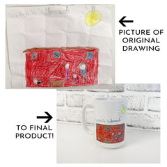 Custom Kid's Drawing on Coffee Mug, Gift Ideas, Personalized Drawing Mug, Kid's Picture Mug, Child's Drawing Personalized Mug