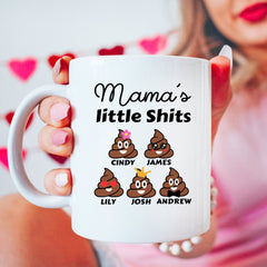 Mommy's Little Shits, Personalized Funny Gift For Mom, Valentines Day Gifts, Poop Emoji Mug, Mother's Day Gift, Funny Coffee Mug