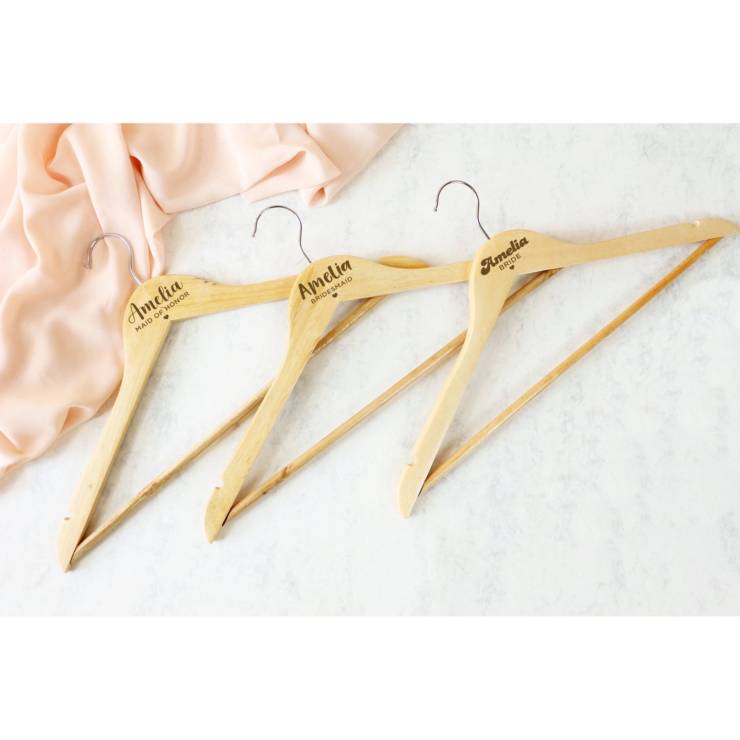 Personalized Bride Hangers - Custom Engraved Wedding Hangers - Wooden Engraved Hanger - Bridal Dress Hangers