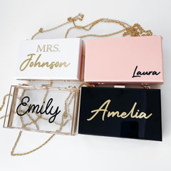 Custom Wedding Gifts - Personalized Bridesmaid Purse - Acrylic Clutch - Bridesmaid Gifts  - Wedding Gifts - Bachelorette Party