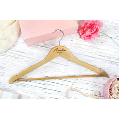 Personalized Bride Hangers - Custom Engraved Wedding Hangers - Wooden Engraved Hanger - Bridal Dress Hangers