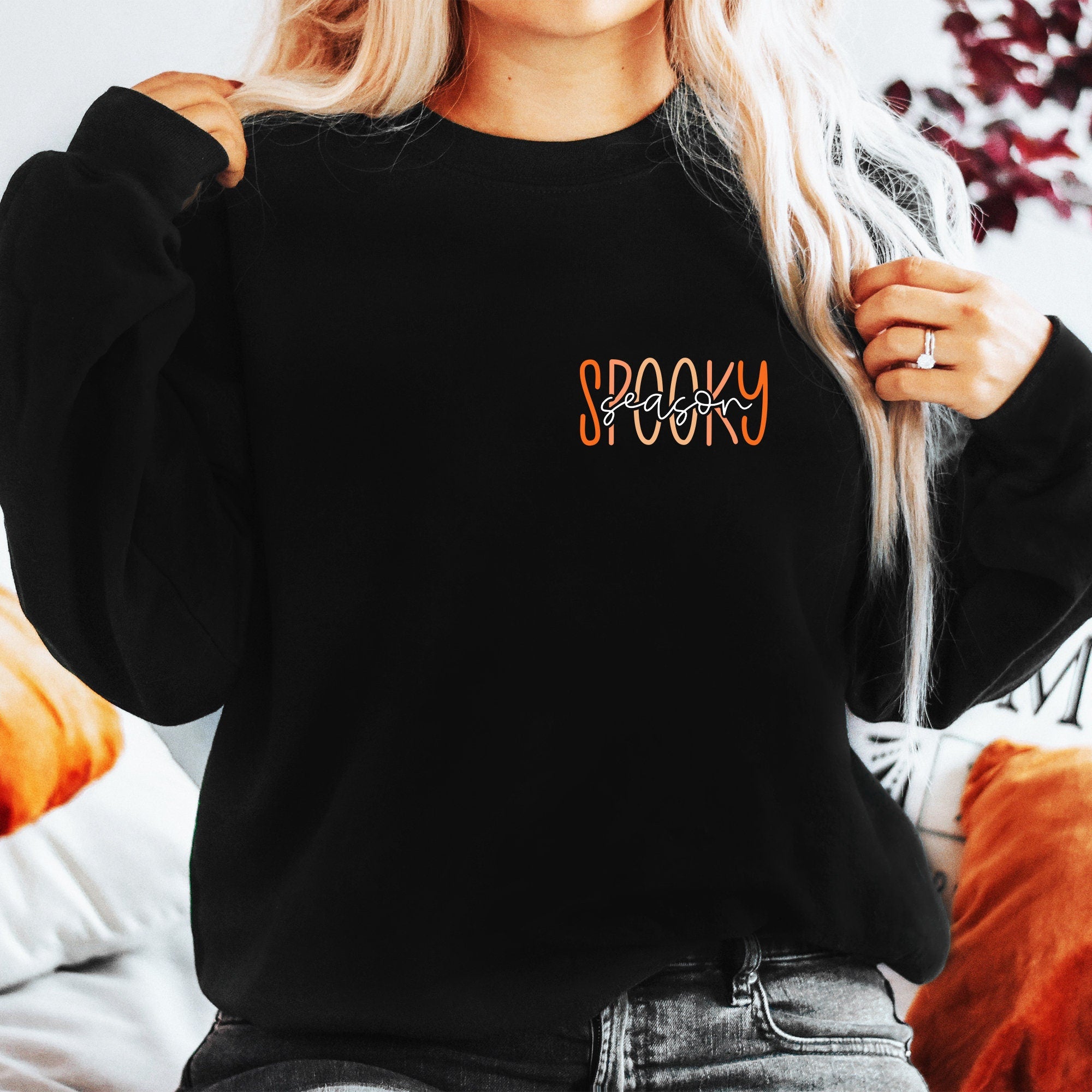 Spooky Season Sweatshirt, Crewneck Sweatshirt, Halloween Sweatshirt, Halloween Shirt, Pumpkin Sweatshirt