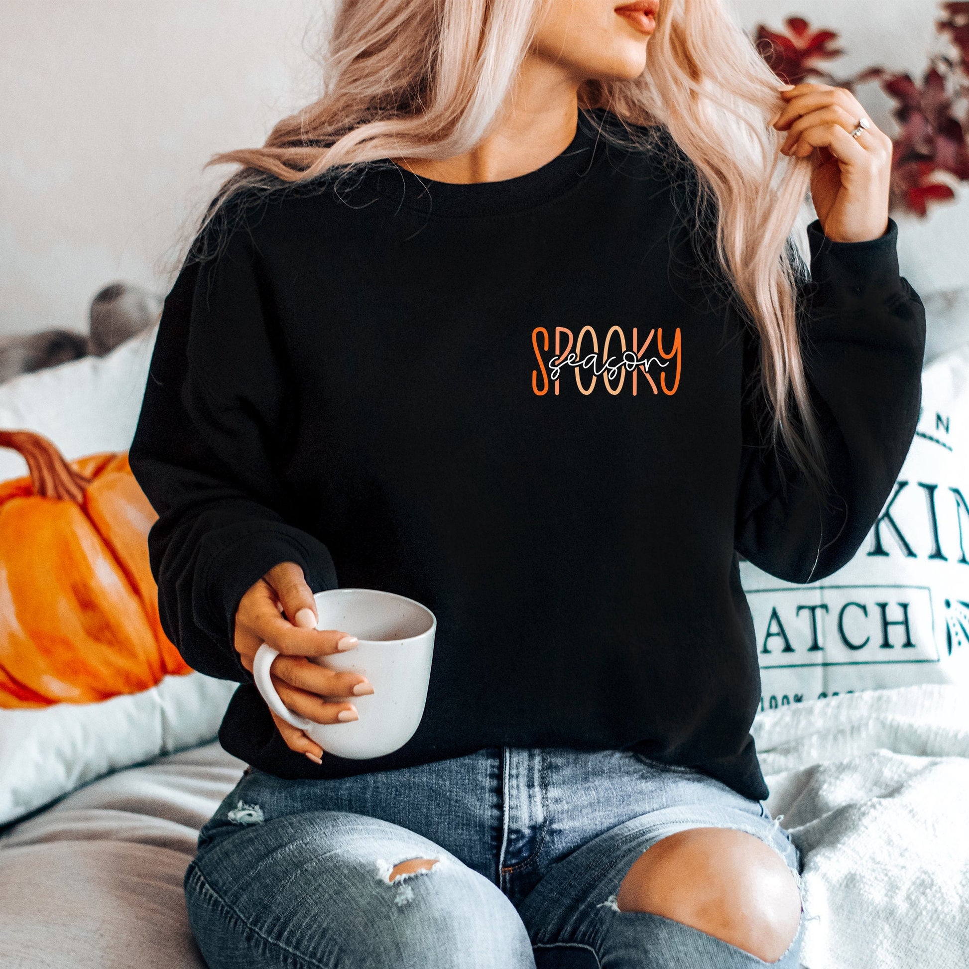 Spooky Season Sweatshirt, Crewneck Sweatshirt, Halloween Sweatshirt, Halloween Shirt, Pumpkin Sweatshirt