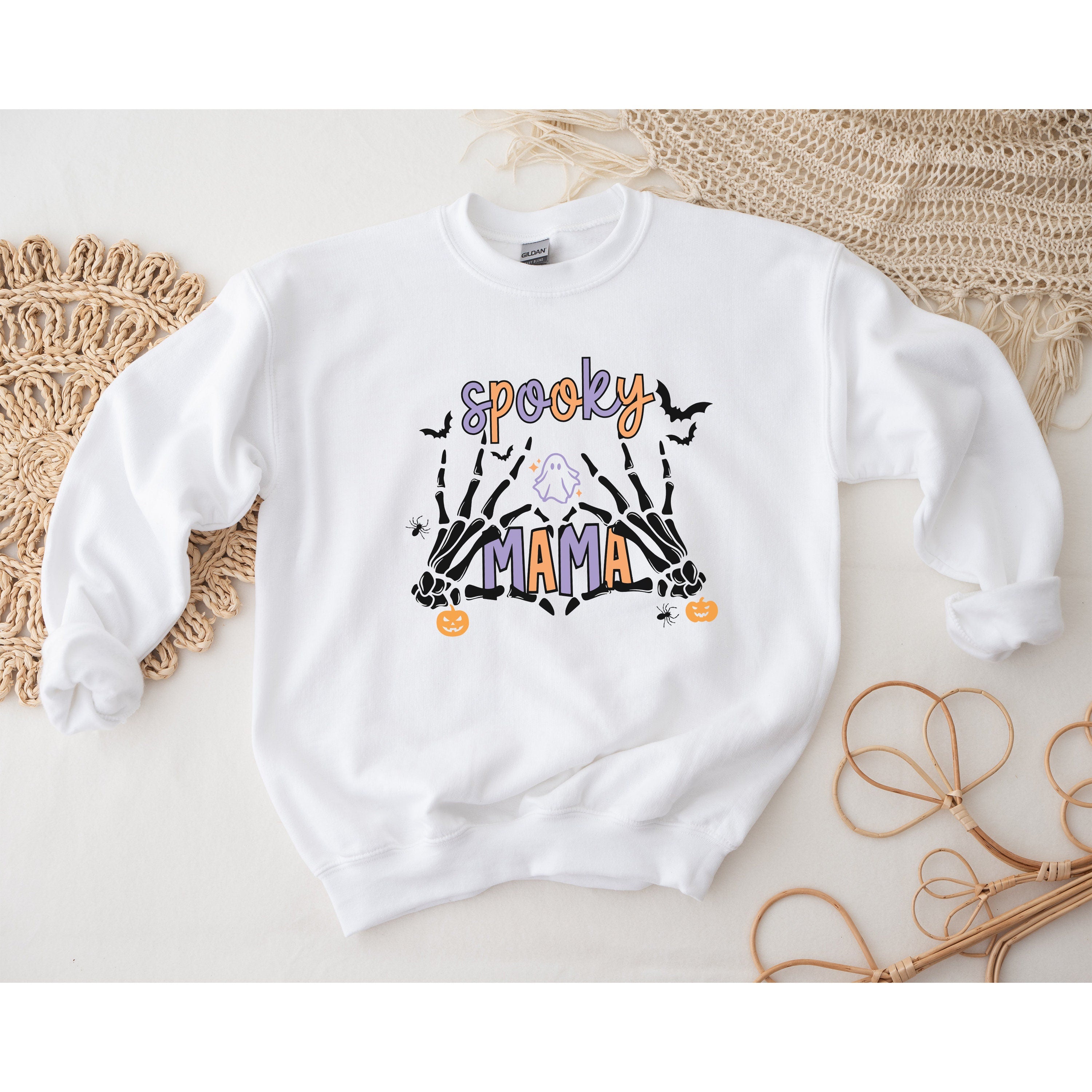 Spooky Mama Halloween Sweatshirt, Halloween Sweaters, Fall Crewneck Shirts, Womens Oversized Sweatshirts