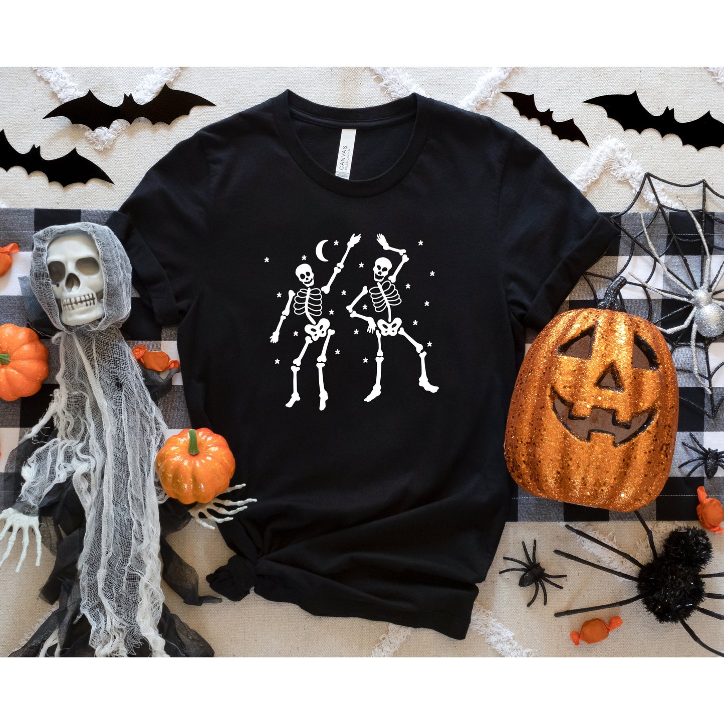 Matching Dancing Skeletons Halloween Sweatshirt, Halloween Skeleton Sweaters, Fall Crewneck Shirts, Womens Oversized Sweatshirts