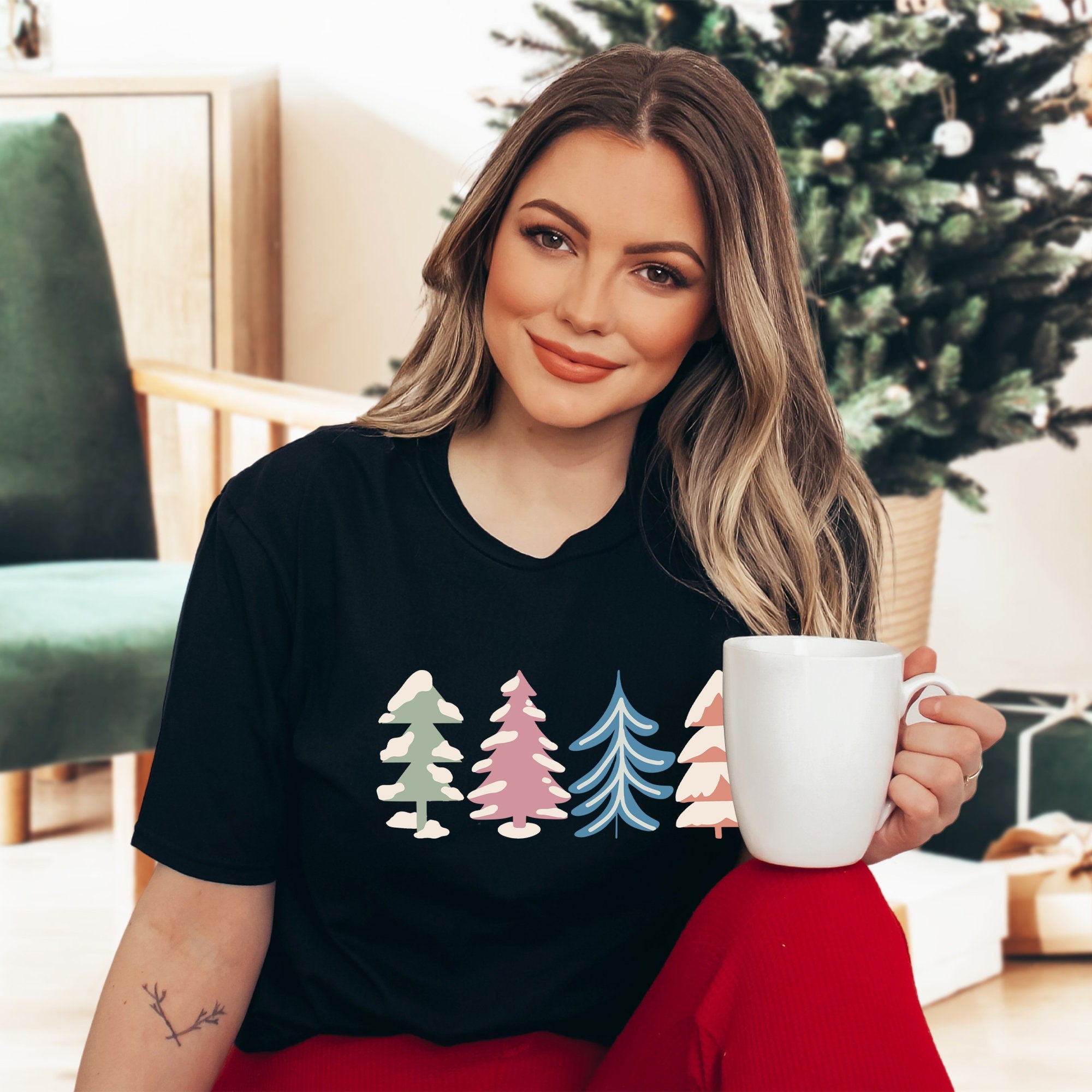 Boho Christmas Trees Shirt, Christmas Shirts, Personalized Christmas Gifts, Christmas Outfit
