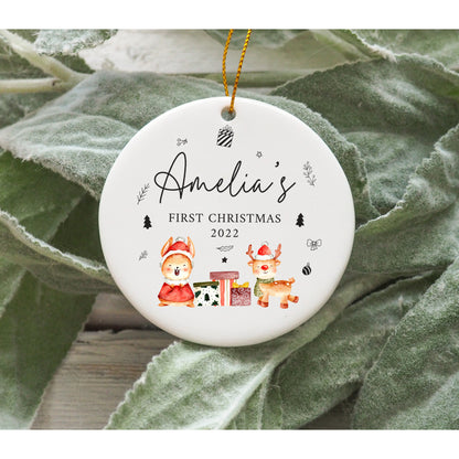 Custom Baby's First Christmas Ornament - Personalized Kids Christmas Ornament
