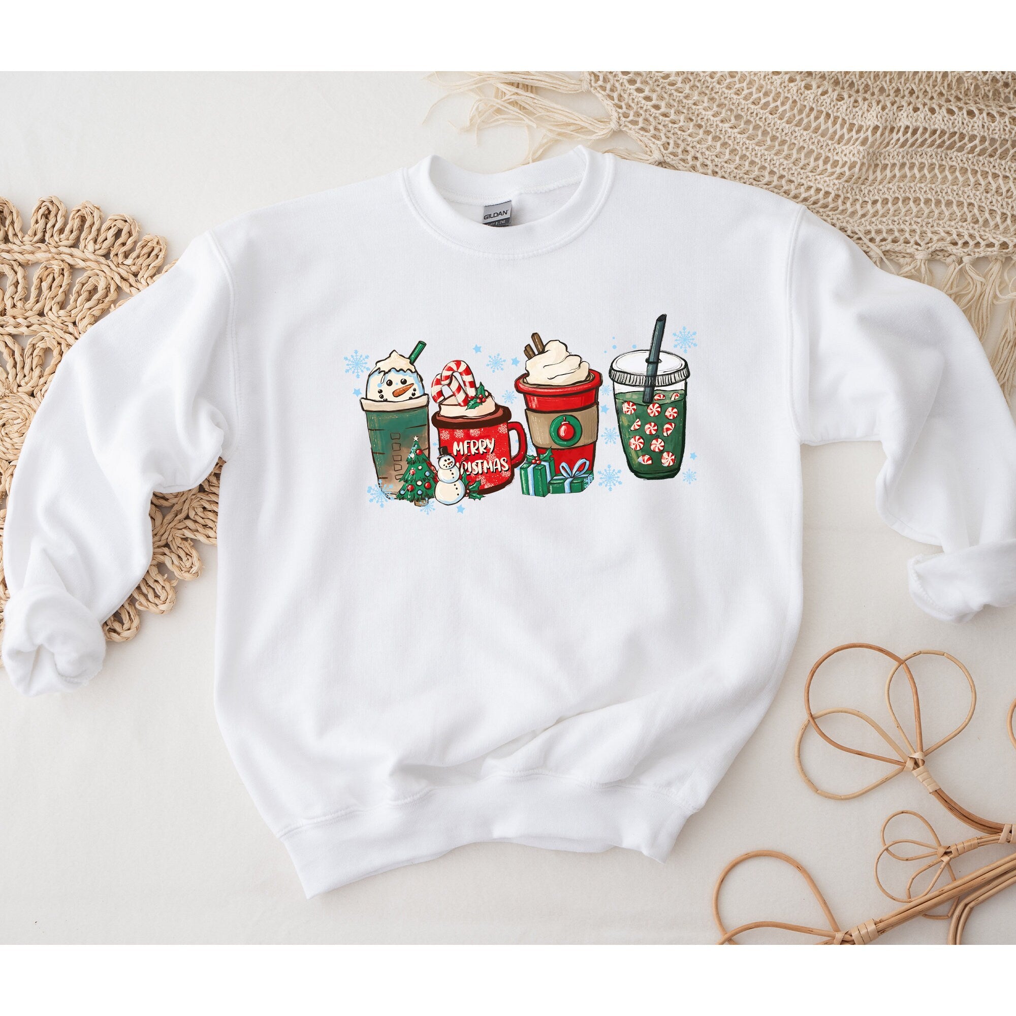 Christmas Coffee Shirt, Iced Latte Snowmen, Cozy Winter Shirts, Christmas Latte Shirt