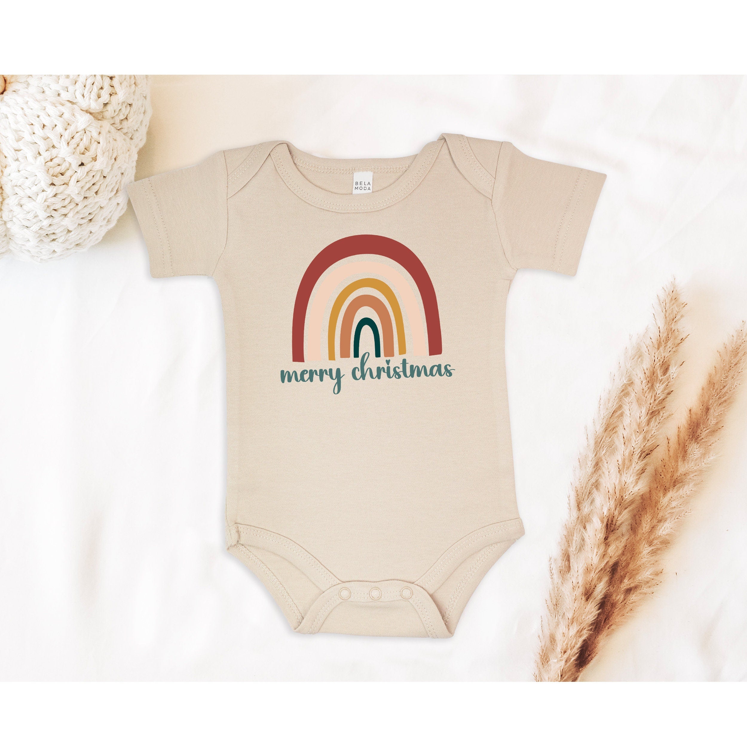 Baby Rainbow Christmas, Baby Christmas Bodysuit, Christmas Baby Outfit, First Christmas Baby Outfit
