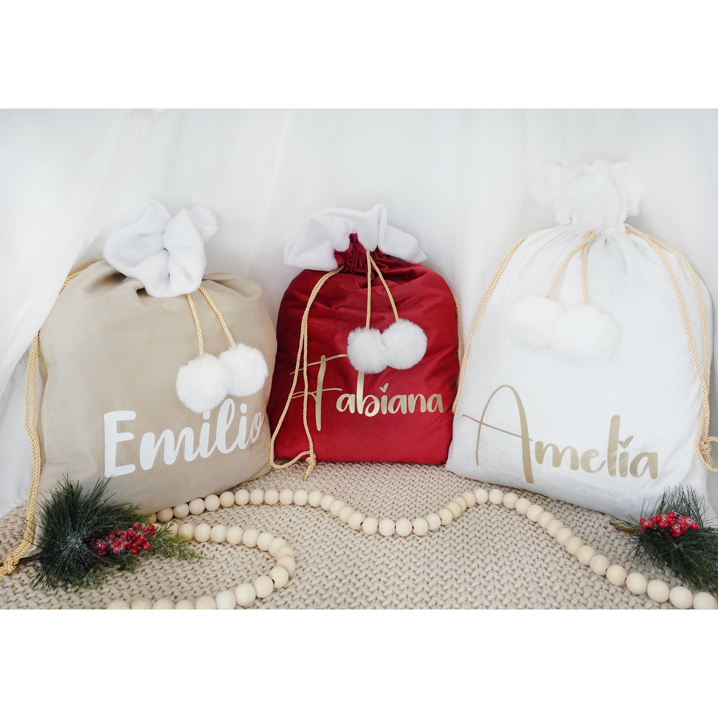 Luxury Velvet Personalized Santa Sack, Custom Holiday Sack, Personalized Christmas Decor, Christmas Decor