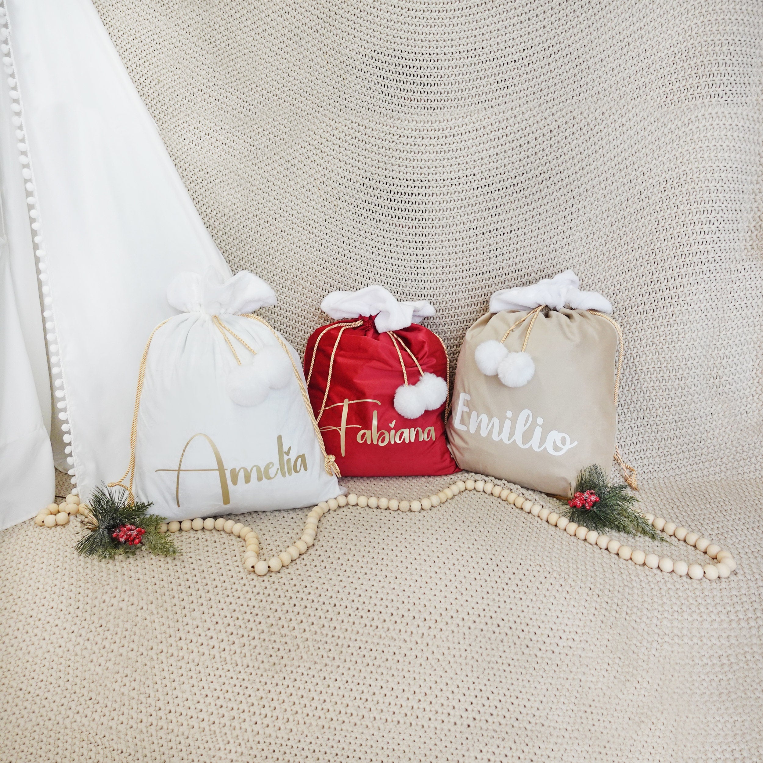 Luxury Velvet Personalized Santa Sack, Custom Holiday Sack, Personalized Christmas Decor, Christmas Decor