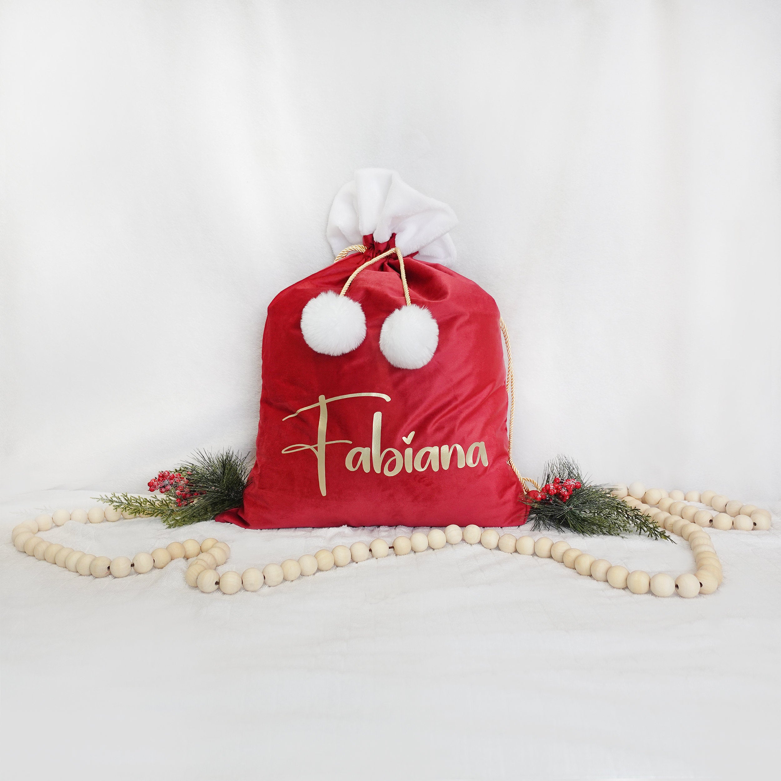 Luxury Velvet Personalized Santa Sack, Custom Holiday Sack, Personalized Christmas Decor, Christmas Decor