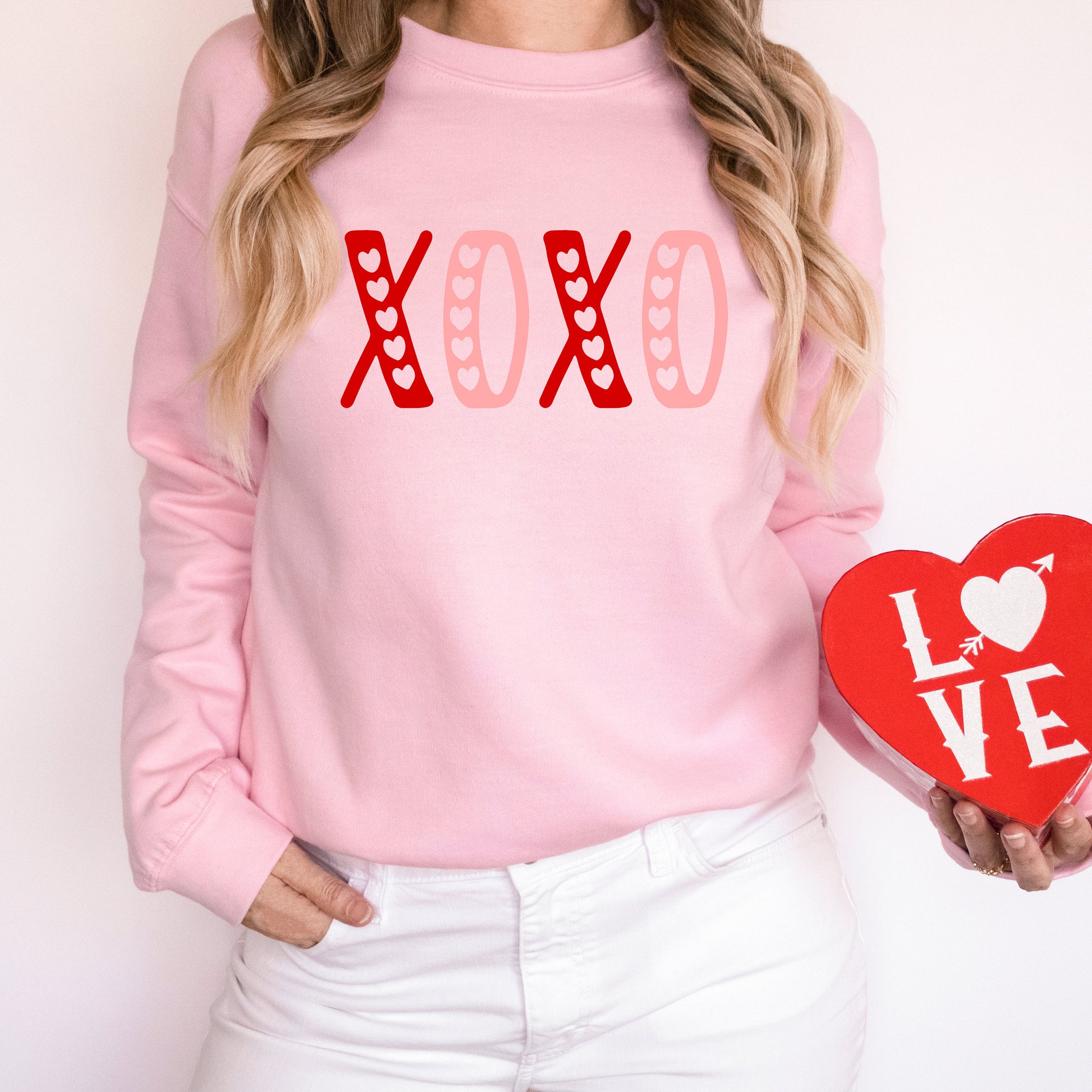 Valentines Day sweatshirt, XOXO sweatshirt, Valentines Day gift, Pink Valentines Day sweatshirt